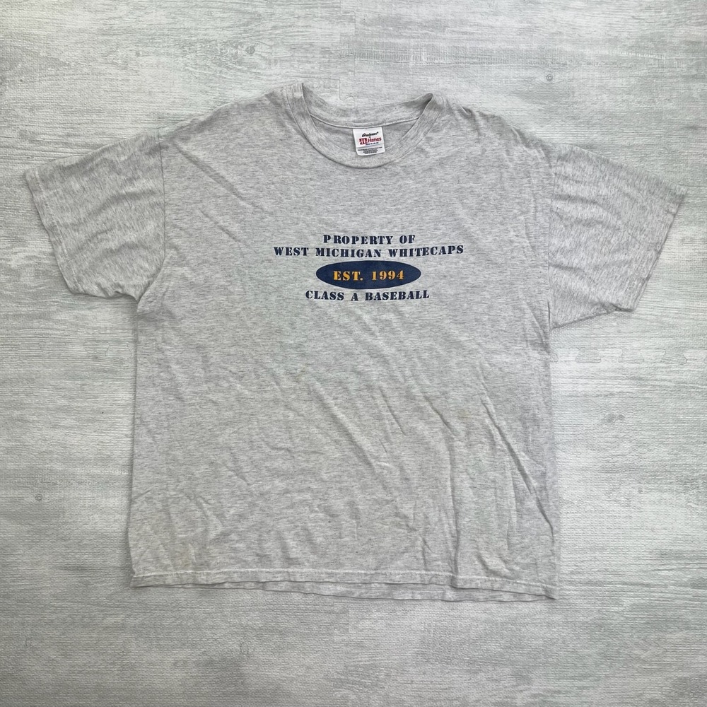 Vintage 90s West Michigan Whitecaps Shirt Size XL Gray Minor League MLB Tee